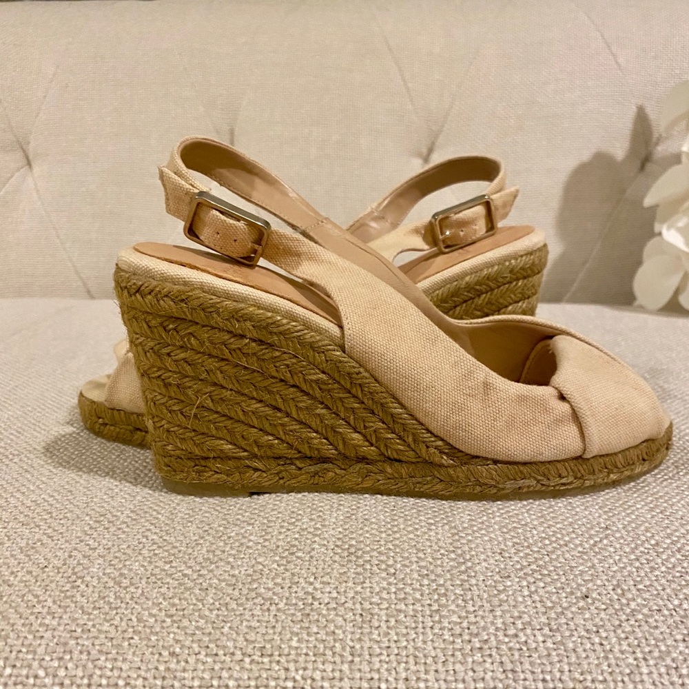 Castañer twisted canvas wedge slingback espadrille